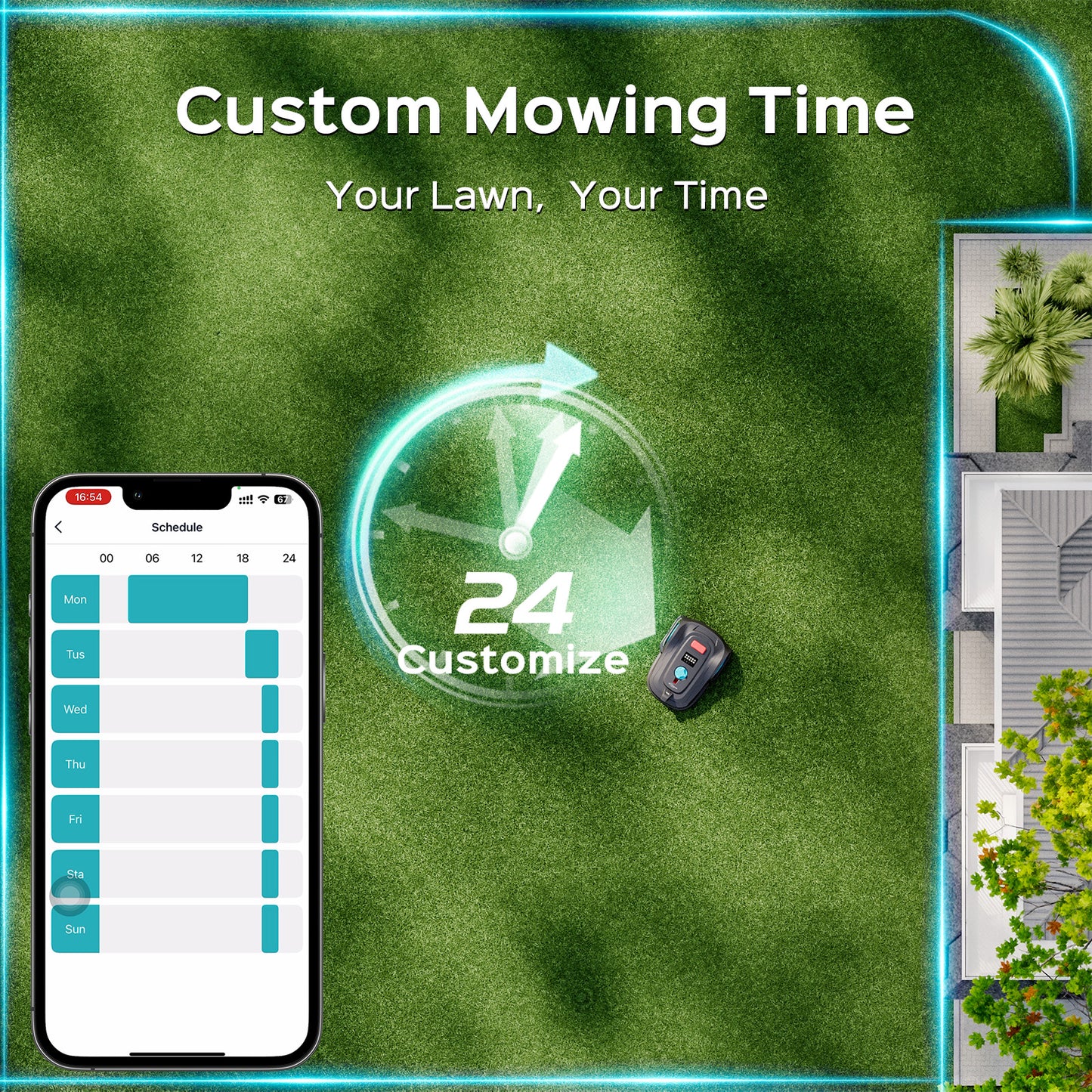 YARDCARE M800PLUS Robotic Lawn Mower with Custom Mowing Time