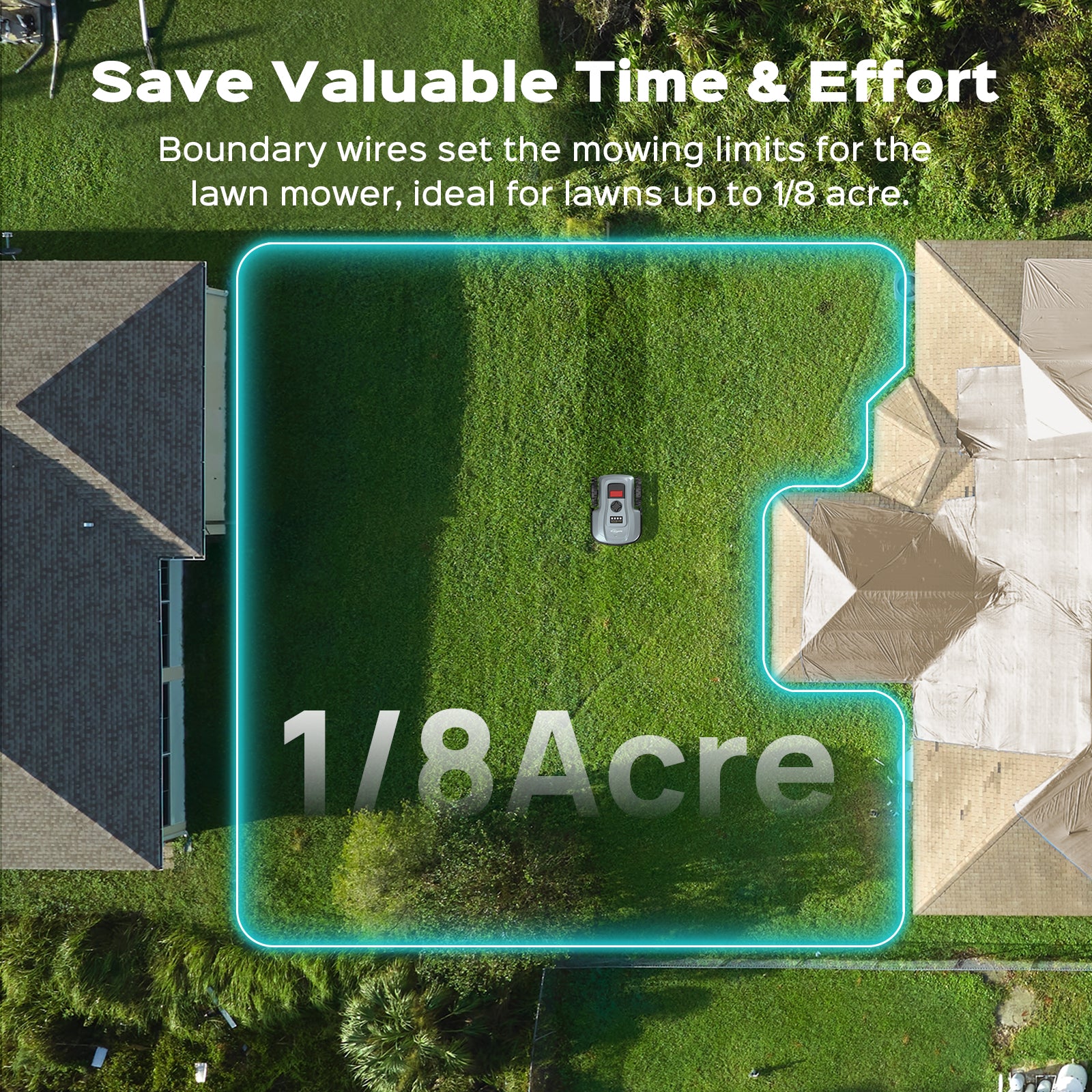 YARDCARE E400 Robotic Lawn Mower Suitable for Small Lawns Up to 1/8 Acre