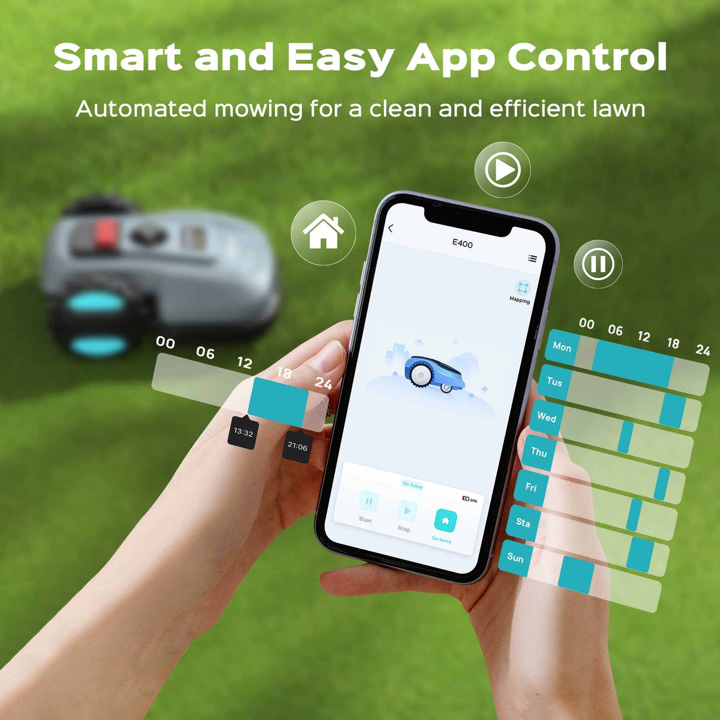 YARDCARE E400 Robotic Lawn Mower with Smart and Easy App Control