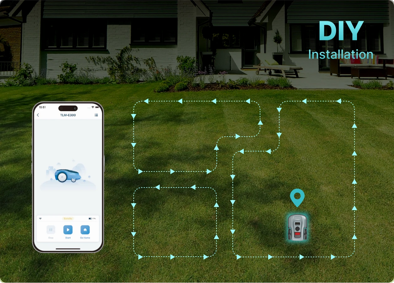 YARDCARE E400 Robotic Lawn Mower with DIY Installation