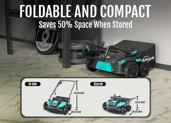 YARDCARE Dethatcher & Scarifier with Foldable and Compact Design