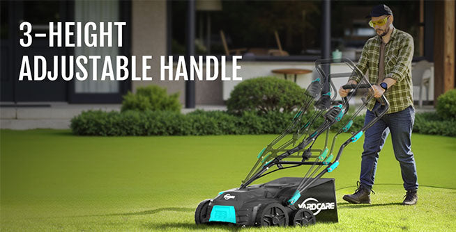 YARDCARE Dethatcher & Scarifier with 3-height Adjustable Handle