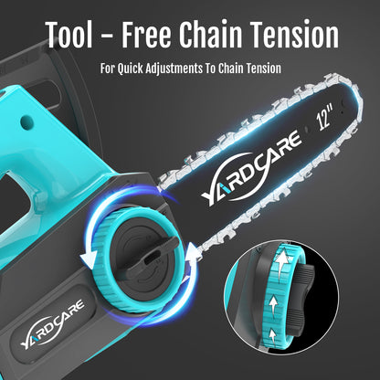 YARDCARE 12inch Brushless Chain Saw with Tool-free Chain Tension