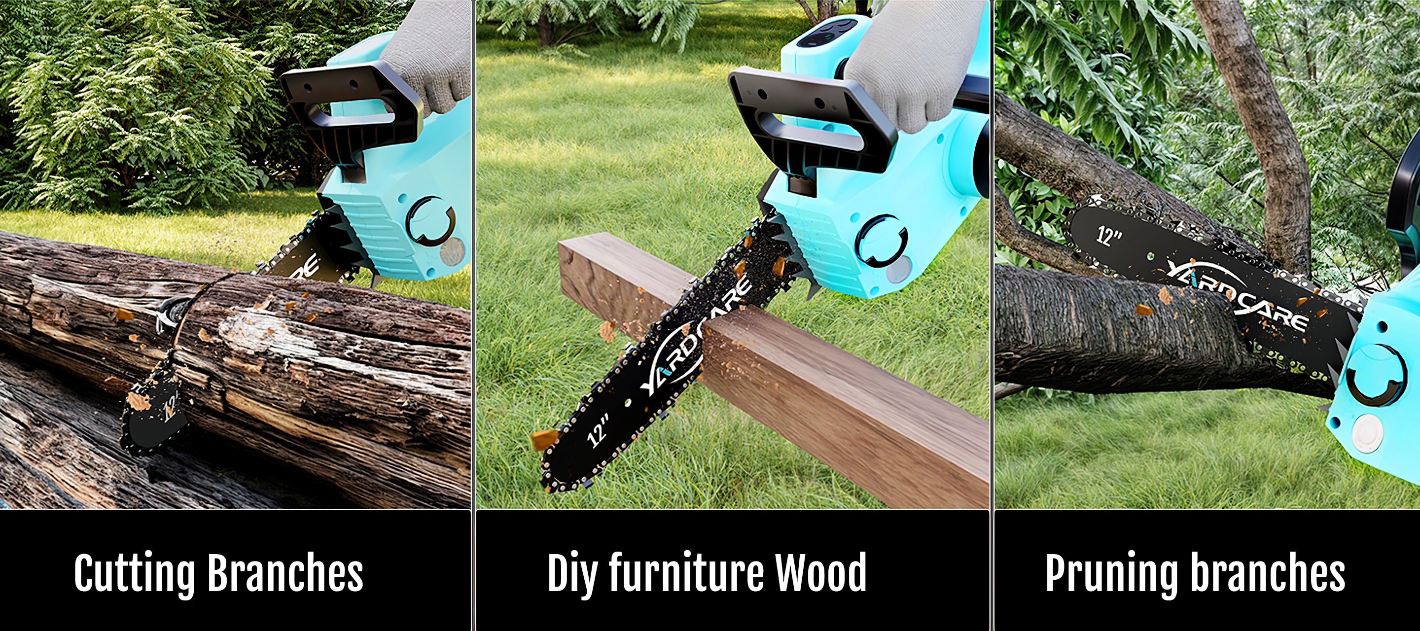 YARDCARE 12inch Brushless Chain Saw with Different Uses