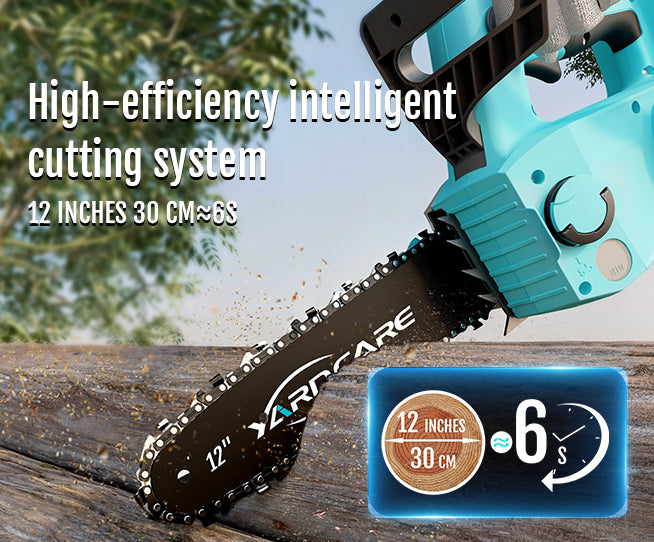 YARDCARE 12 inch  Cordless Chainsaw with High-efficiency Intelligent Cutting System