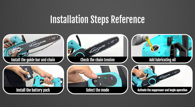 YARDCARE 12inch Brushless Chain Saw Installation Steps Reference