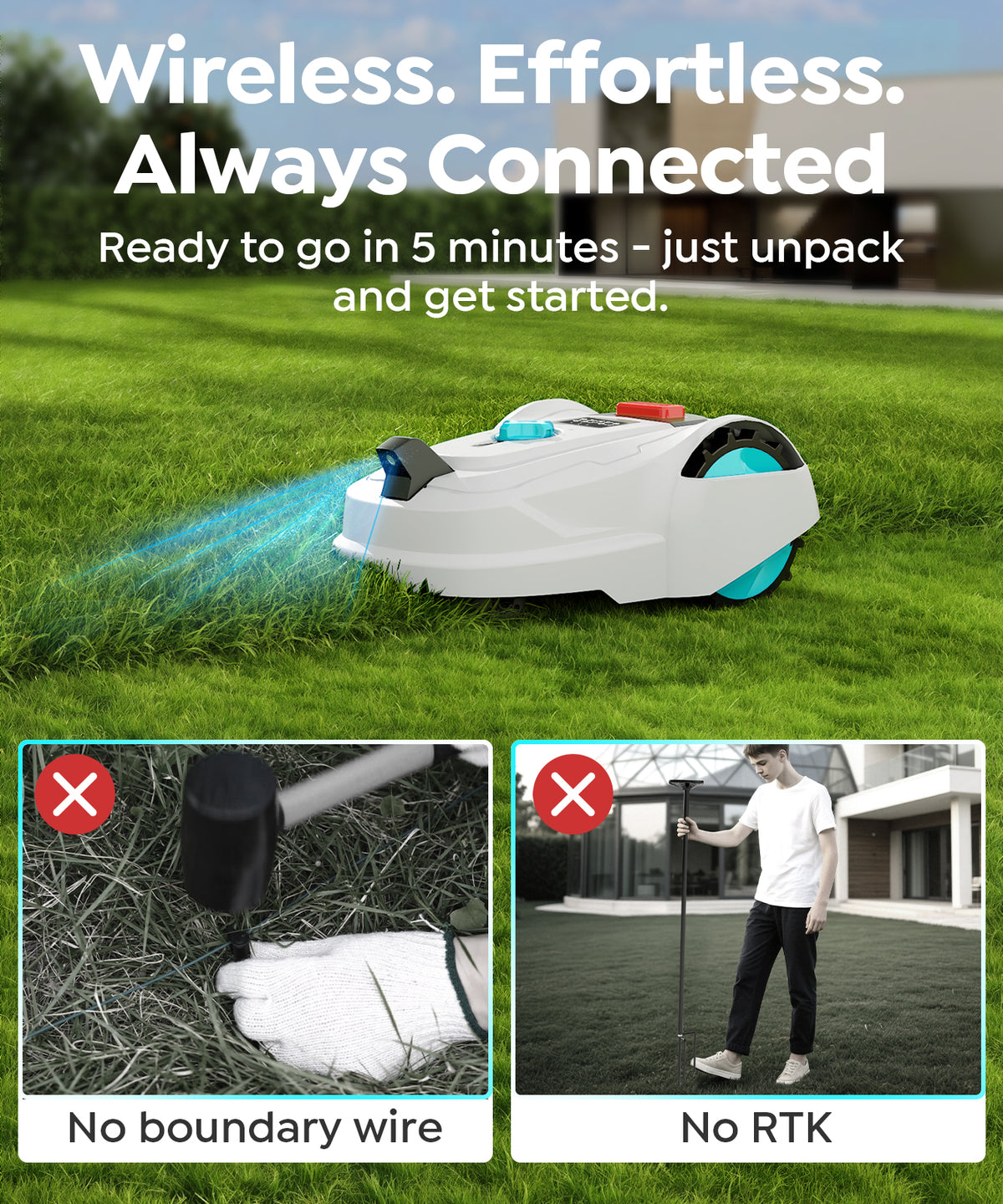 Robot Cortacésped YARDCARE M800Plus Sin Cable - GPS, Visión IA, 800 M², Carga Automática, App