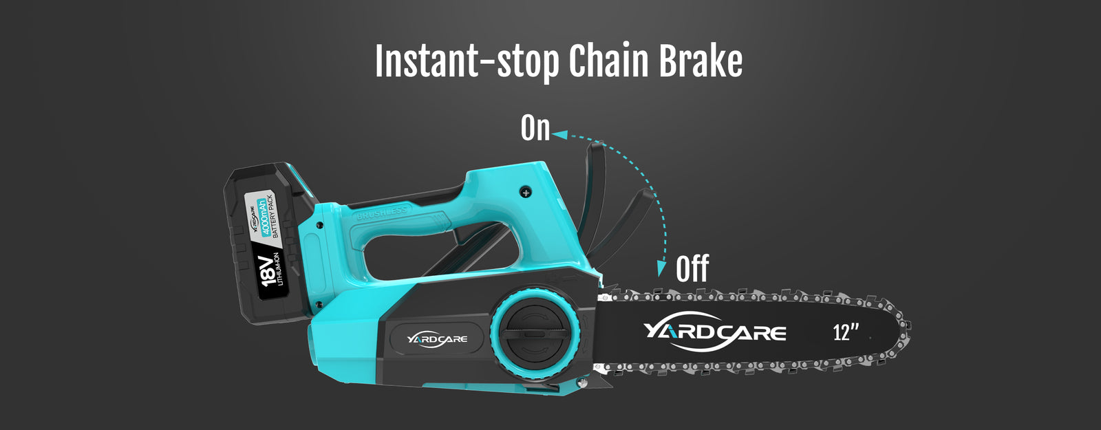 YARDCARE 12inch Brushless Chain Saw with Instant-stop Chain Brake
